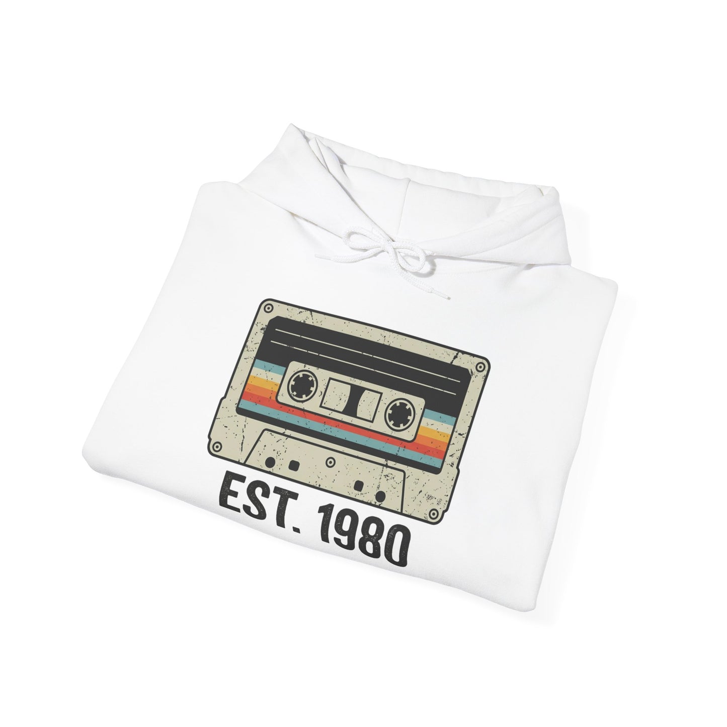 1980 Retro Cassette Hoodie — Est. 1980 Vintage Music Sweatshirt