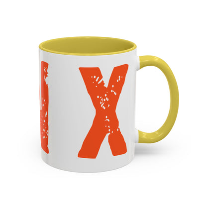 Mug — Bold Distressed Orange Text Coffee Cup (11oz/15oz)