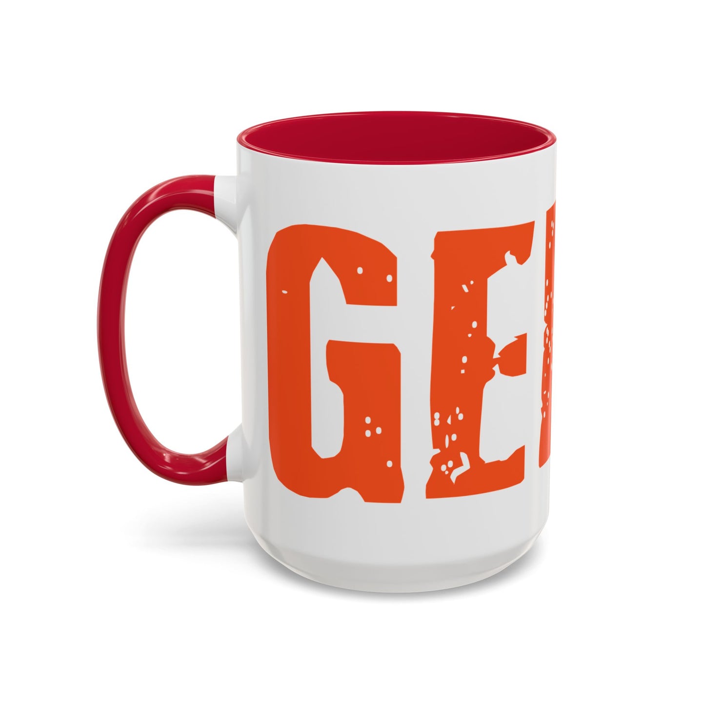 Mug — Bold Distressed Orange Text Coffee Cup (11oz/15oz)