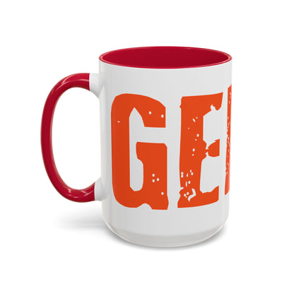 Mug — Bold Distressed Orange Text Coffee Cup (11oz/15oz)