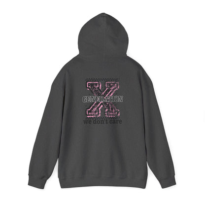 Generation X 'We Don't Care' Hoodie - Retro Grunge X Logo Sweatshirt