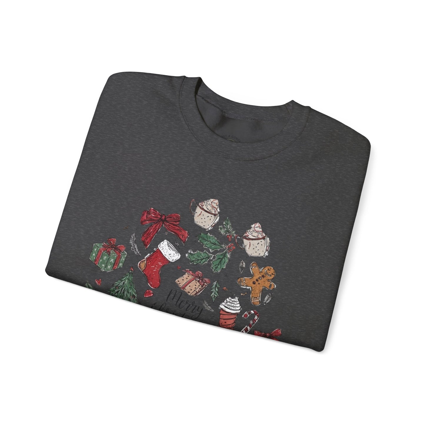 Christmas Cozy Crewneck Sweatshirt — "Merry Christmas" Holiday Icons Design