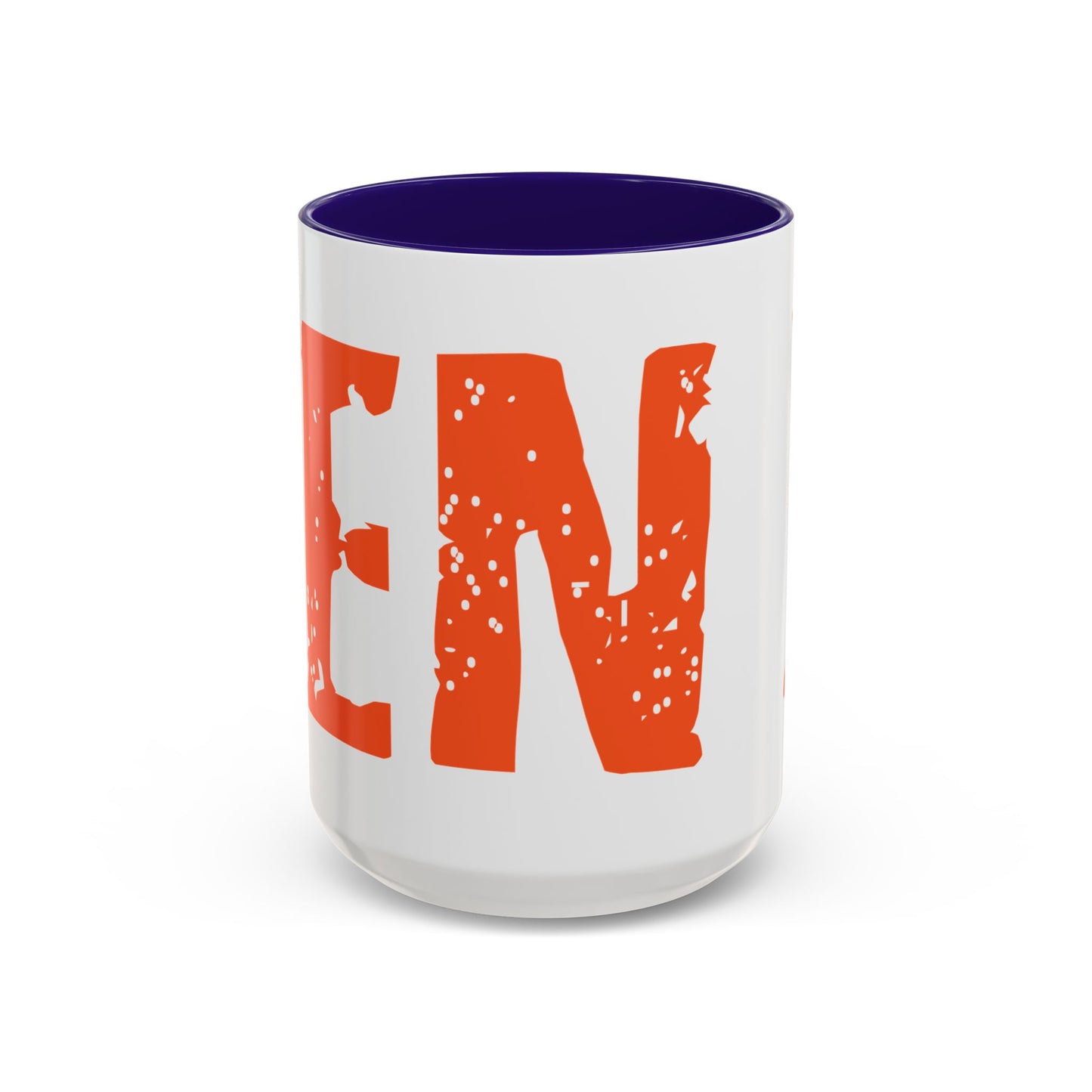 Mug — Bold Distressed Orange Text Coffee Cup (11oz/15oz)