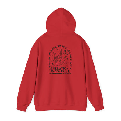 Generation X Hoodie – “Raised on Nostalgia and Neglect” Retro 1965–1980 Skeleton Hand Design