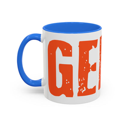 Mug — Bold Distressed Orange Text Coffee Cup (11oz/15oz)