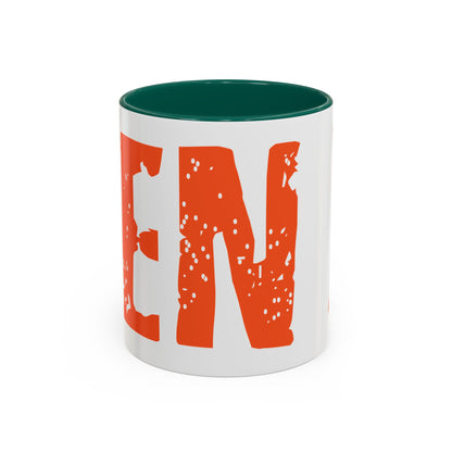 Mug — Bold Distressed Orange Text Coffee Cup (11oz/15oz)