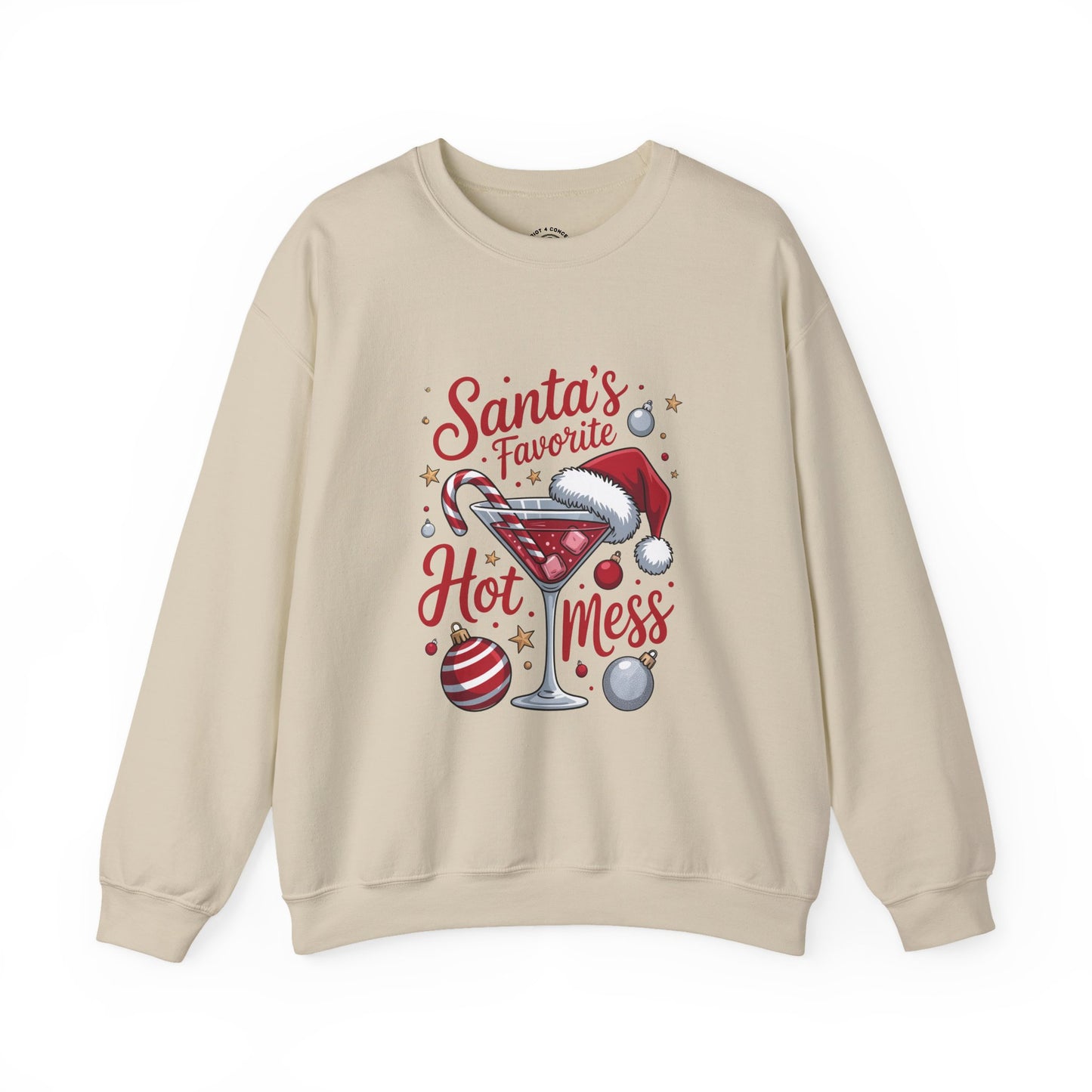 Crewneck Sweatshirt — "Santa's Favorite Hot Mess" Christmas Holiday Sweatshirt