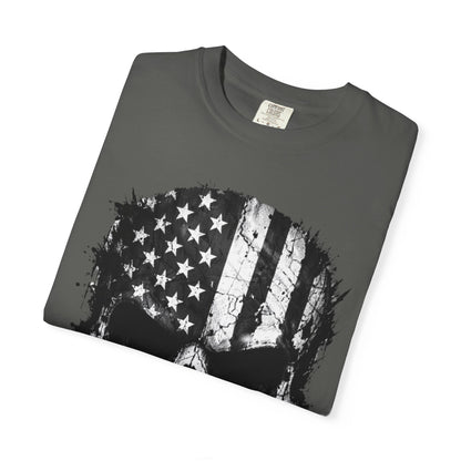 American Flag Skull T-Shirt — Distressed Patriotic Skull Tee