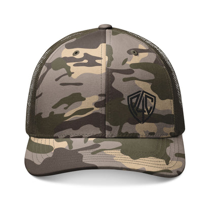 Camo Embroidered Trucker Hat — Classic Military Mesh Cap