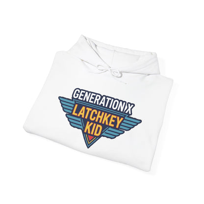 Generation X Latchkey Kid Hoodie — Retro 80s Vintage Logo Sweatshirt