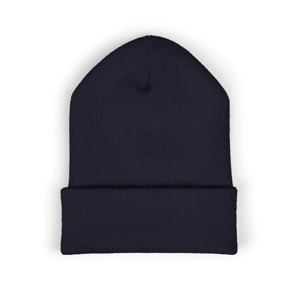 Embroidered Cross Cuffed Beanie — Minimal Faith Knit Hat