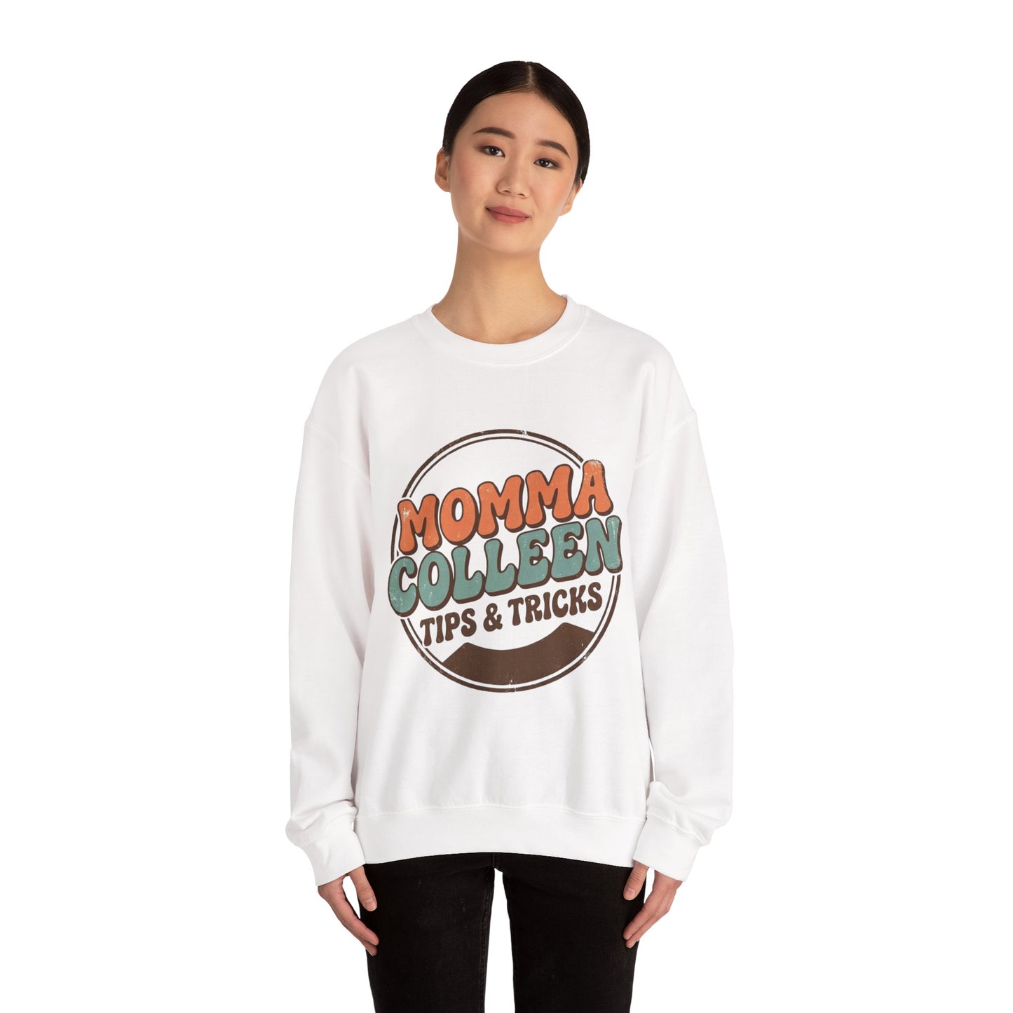 Momma Colleen Tips & Tricks Sweatshirt — Retro Cozy Crewneck for Moms