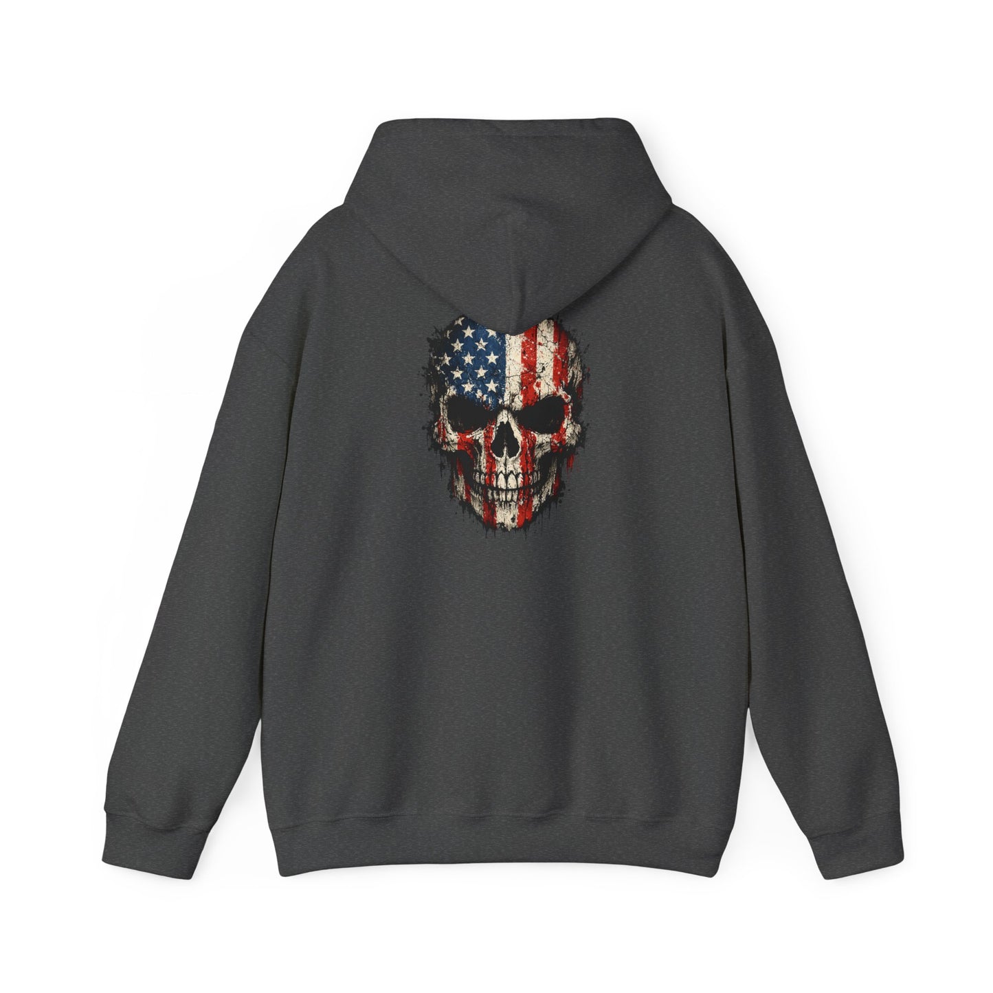 American Flag Skull Hoodie — Patriotic Grunge Pullover