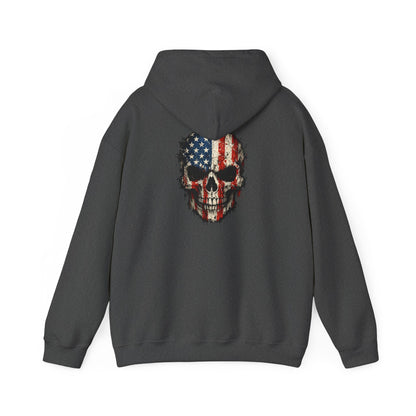 American Flag Skull Hoodie — Patriotic Grunge Pullover