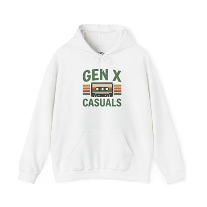 Gen X Casuals Hoodie — Retro Cassette Vintage Sweatshirt for '90s Nostalgia