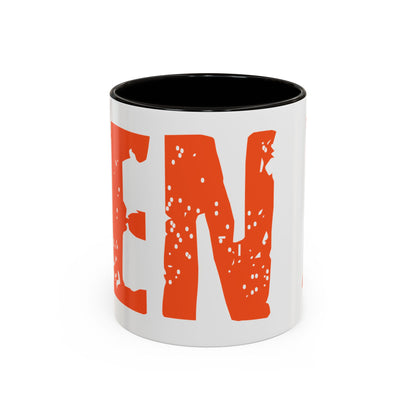Mug — Bold Distressed Orange Text Coffee Cup (11oz/15oz)
