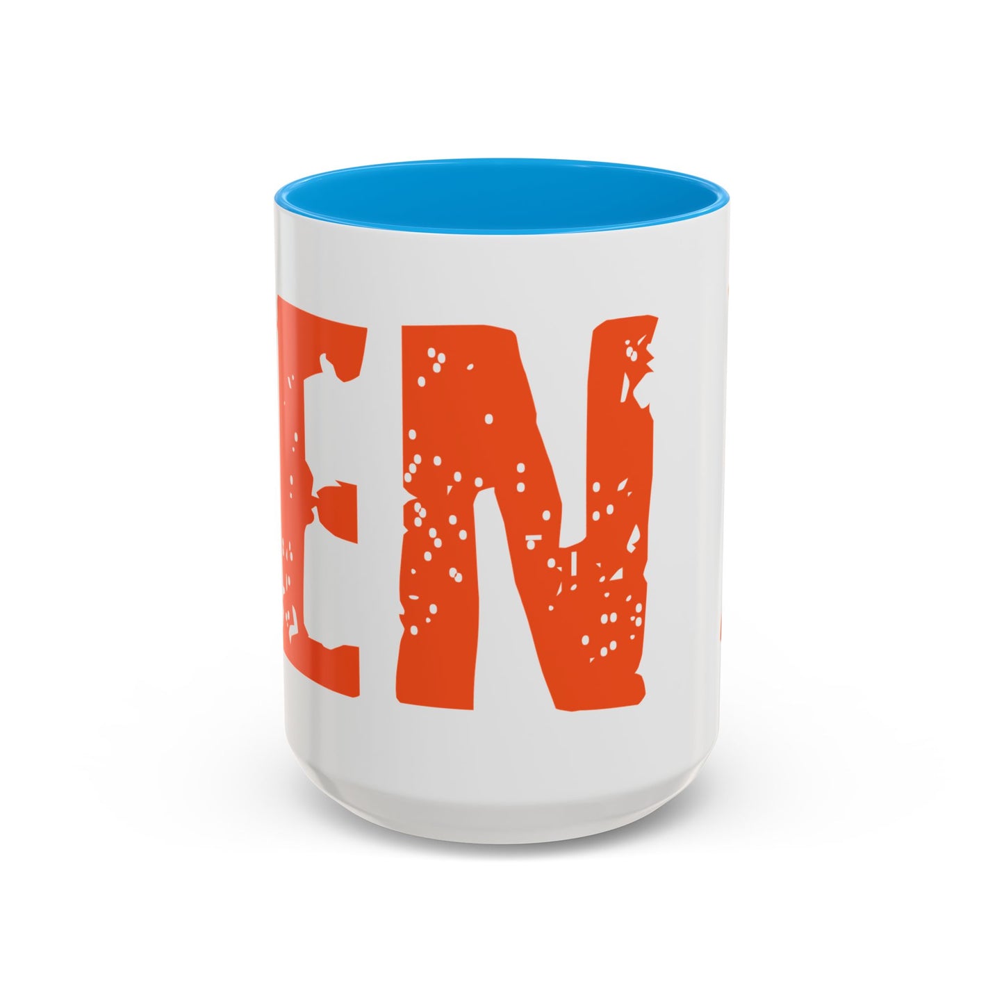 Mug — Bold Distressed Orange Text Coffee Cup (11oz/15oz)