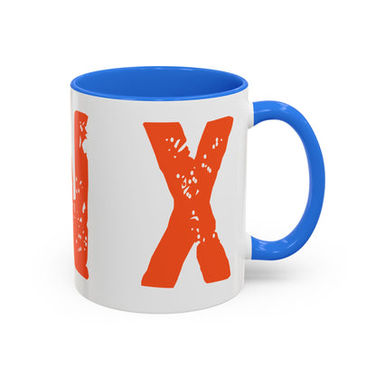 Mug — Bold Distressed Orange Text Coffee Cup (11oz/15oz)