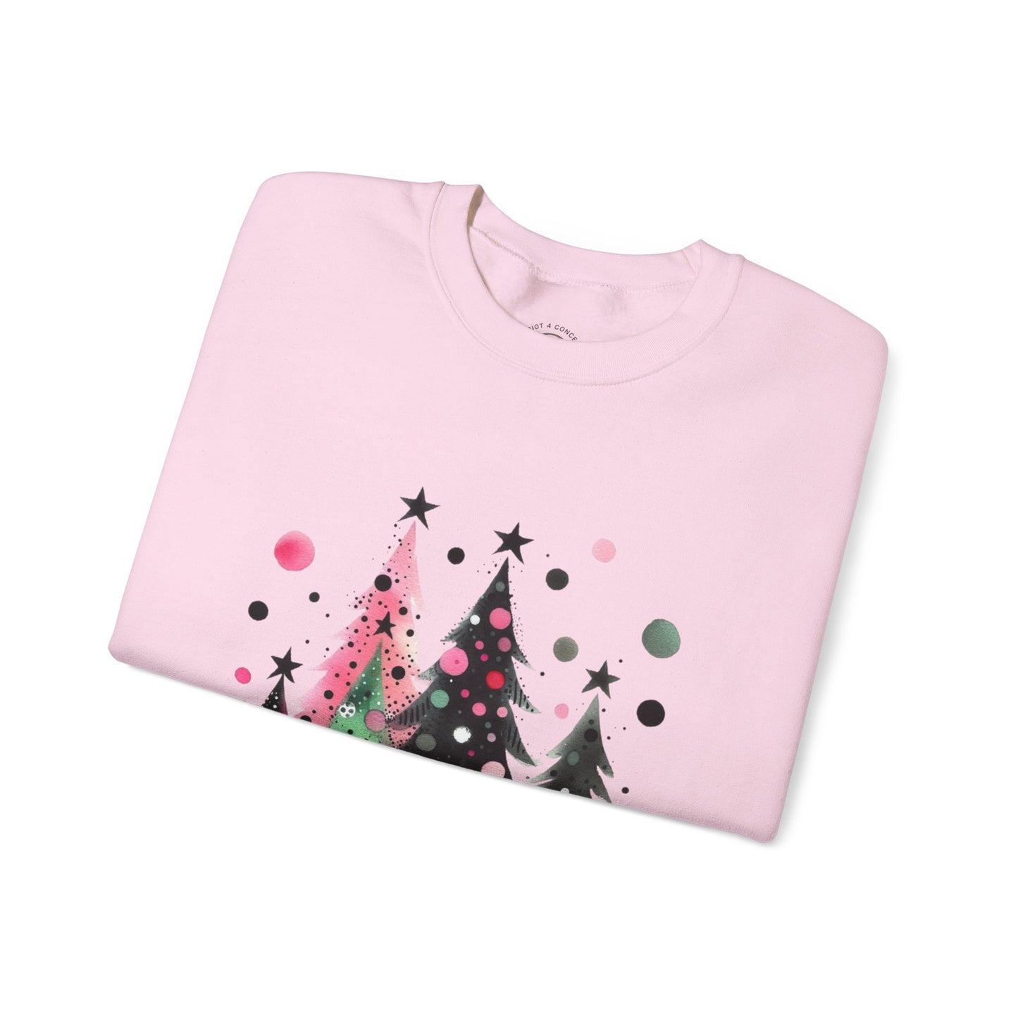 Christmas Tree Crewneck Sweatshirt — Watercolor Holiday Trees Graphic