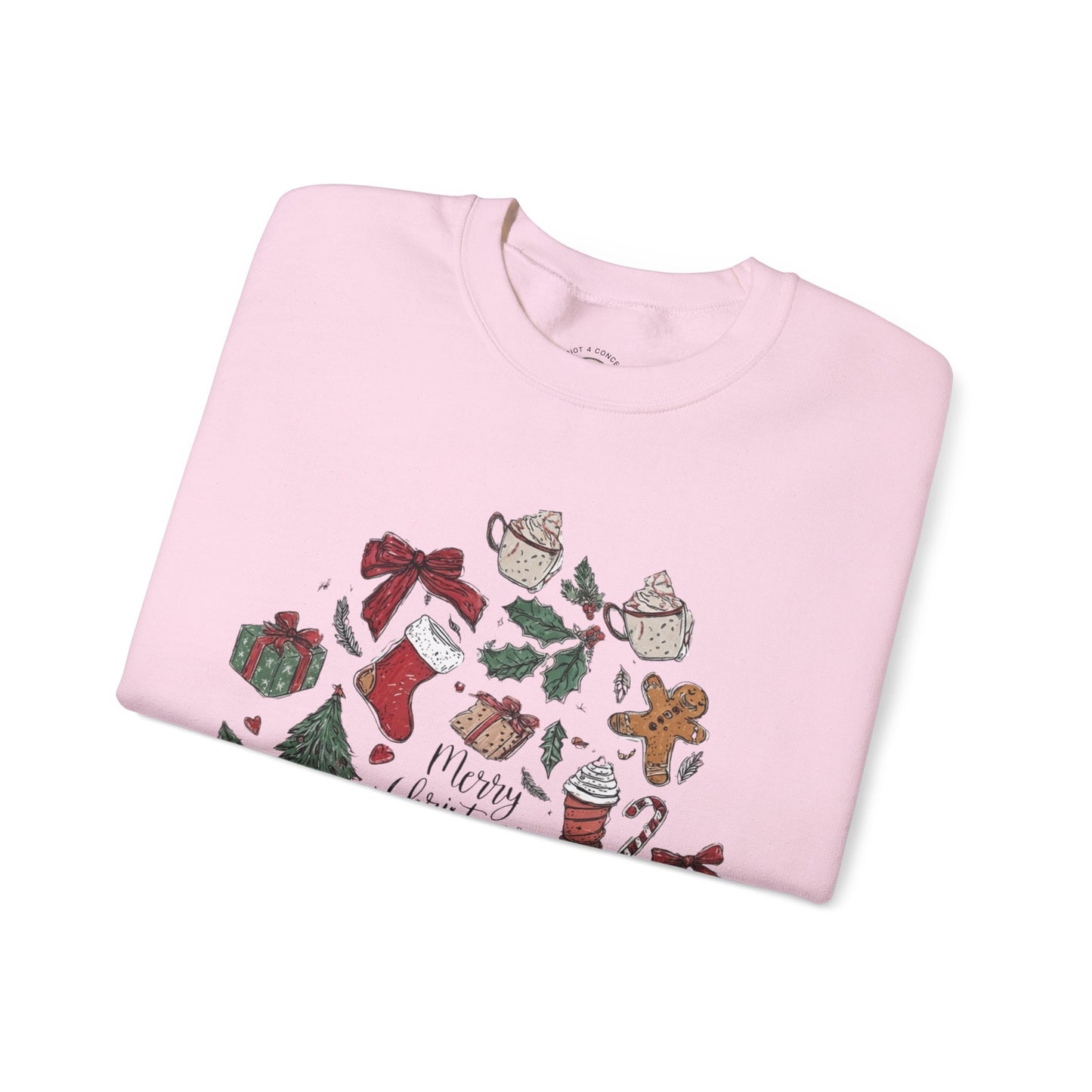 Christmas Cozy Crewneck Sweatshirt — "Merry Christmas" Holiday Icons Design