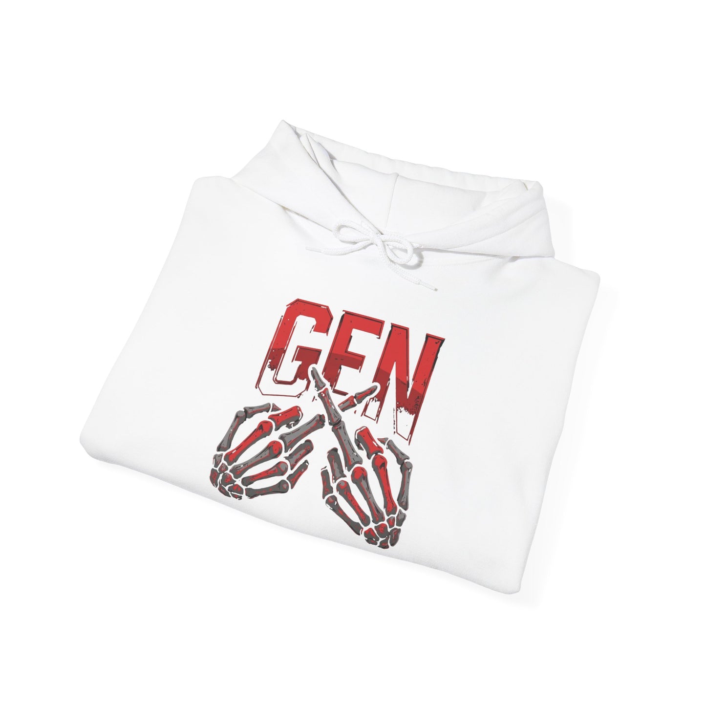 Gen Z Skull Hands Hoodie — 'GEN' Graphic Streetwear Pullover