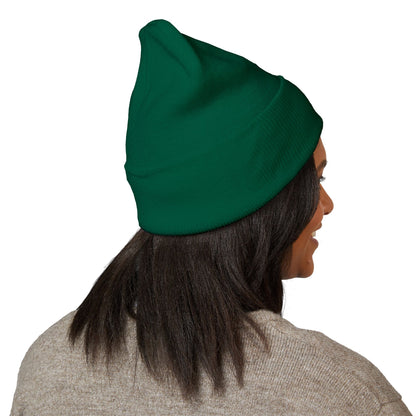 Embroidered Cross Cuffed Beanie — Minimal Faith Knit Hat