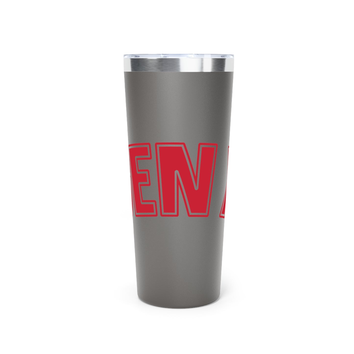 22oz Insulated Tumbler — Bold Red Lettering on Matte Black