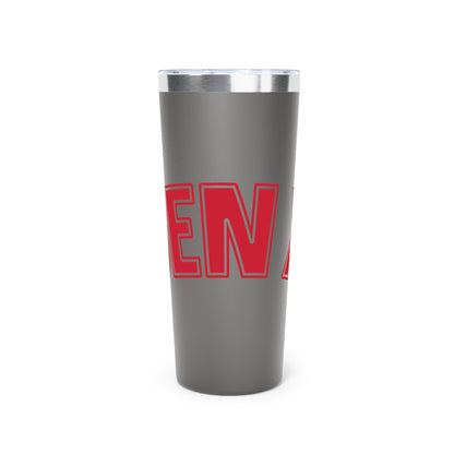 22oz Insulated Tumbler — Bold Red Lettering on Matte Black