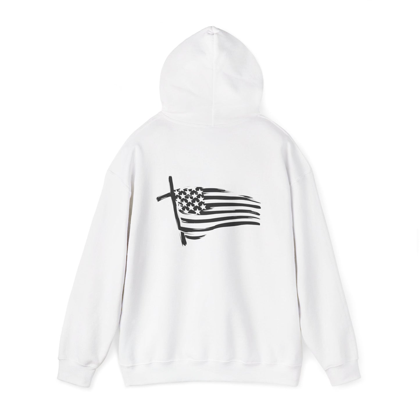Patriotic Raccoon Hoodie — Black Flag Cross Design