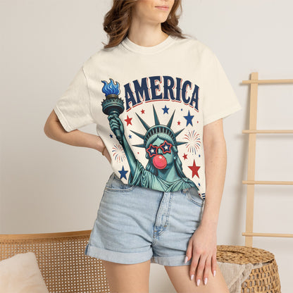America Statue of Liberty Bubblegum T-Shirt – Land of the Free Patriotic Tee