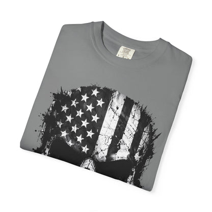 American Flag Skull T-Shirt — Distressed Patriotic Skull Tee