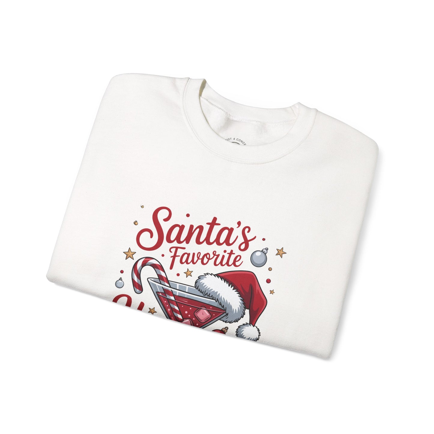 Crewneck Sweatshirt — "Santa's Favorite Hot Mess" Christmas Holiday Sweatshirt