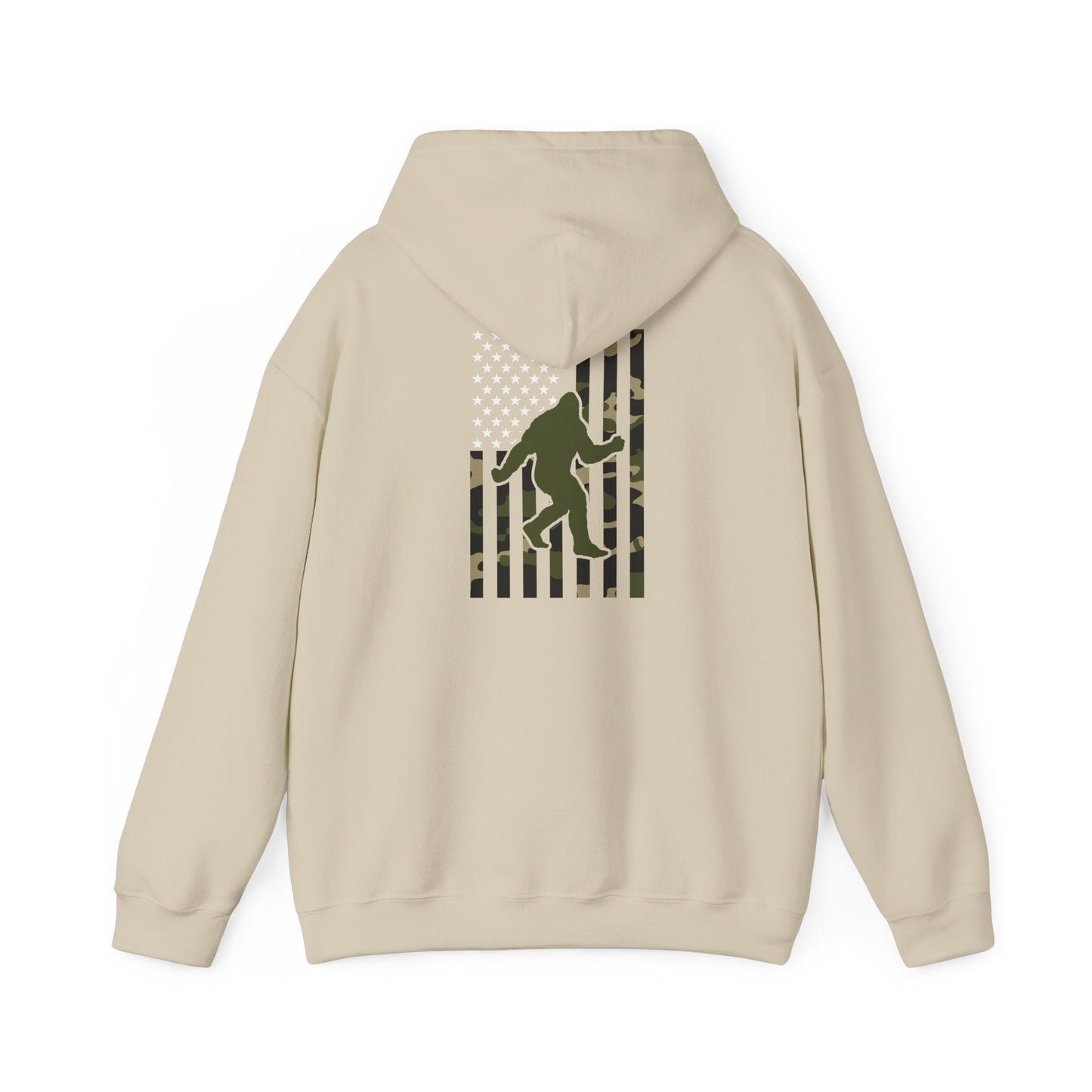 Bigfoot Camo Flag Hoodie – Sasquatch Hunting Outdoor Pullover