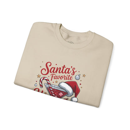 Crewneck Sweatshirt — "Santa's Favorite Hot Mess" Christmas Holiday Sweatshirt