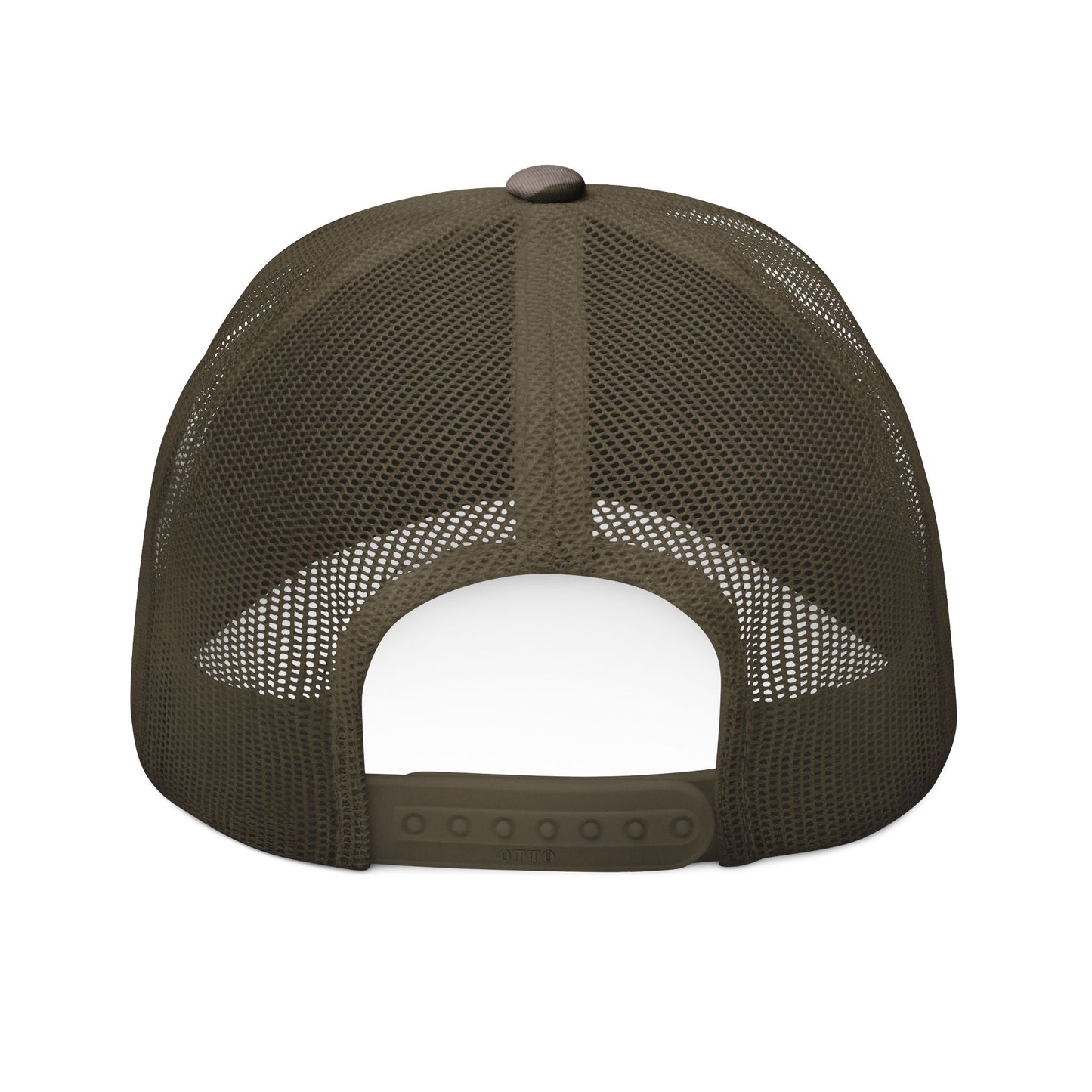 Camo Embroidered Trucker Hat — Classic Military Mesh Cap