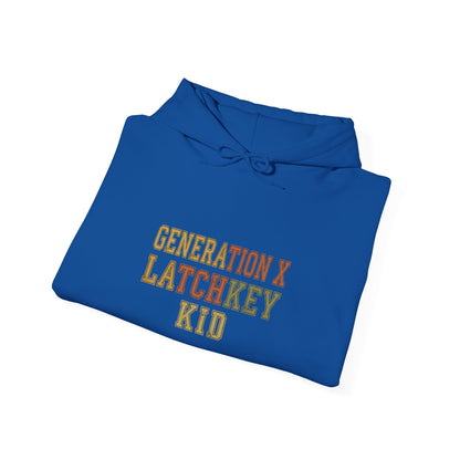 Gen X Latchkey Kid Hoodie — Retro Stencil Graphic Sweatshirt