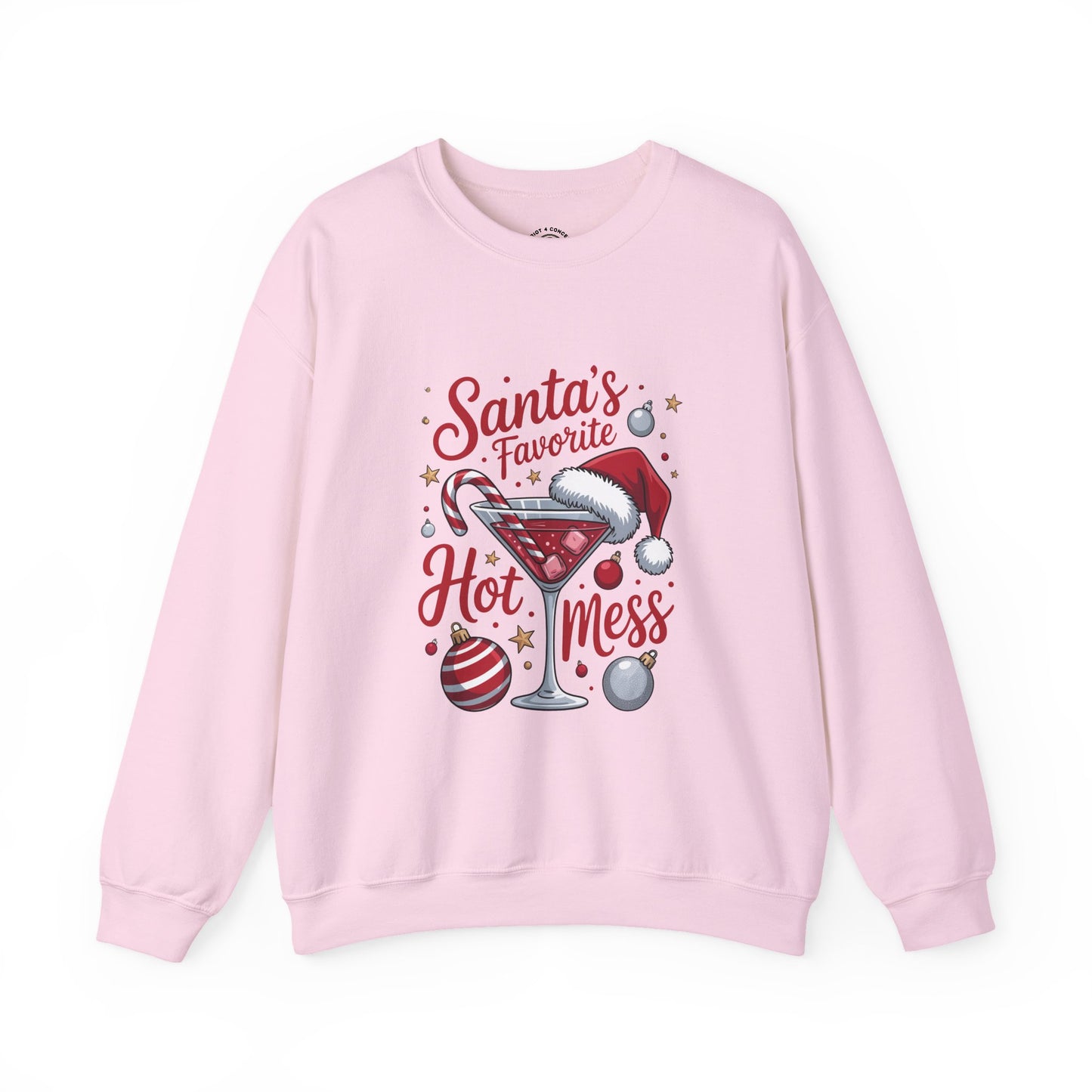 Crewneck Sweatshirt — "Santa's Favorite Hot Mess" Christmas Holiday Sweatshirt