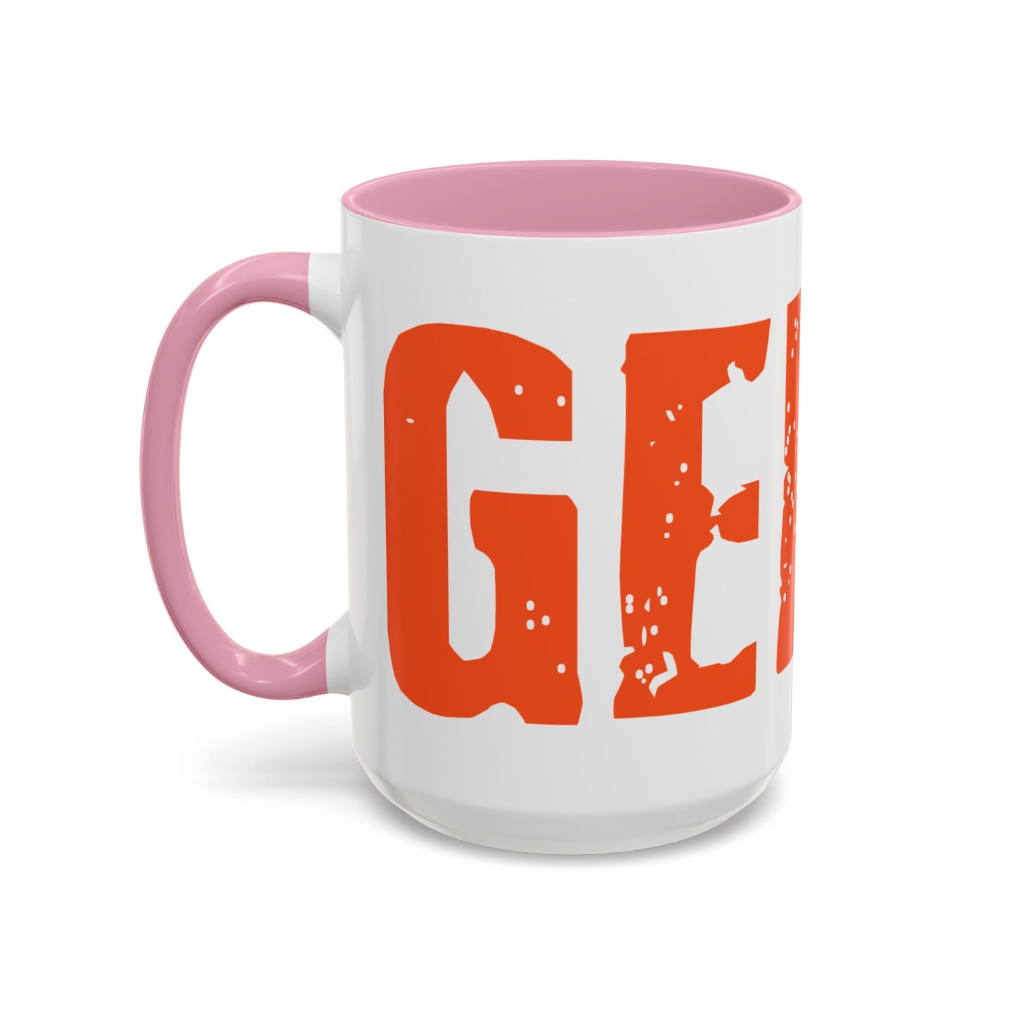 Mug — Bold Distressed Orange Text Coffee Cup (11oz/15oz)