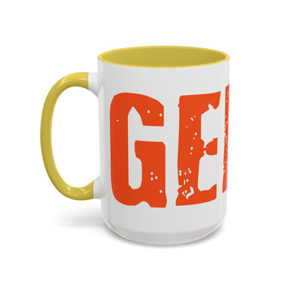 Mug — Bold Distressed Orange Text Coffee Cup (11oz/15oz)