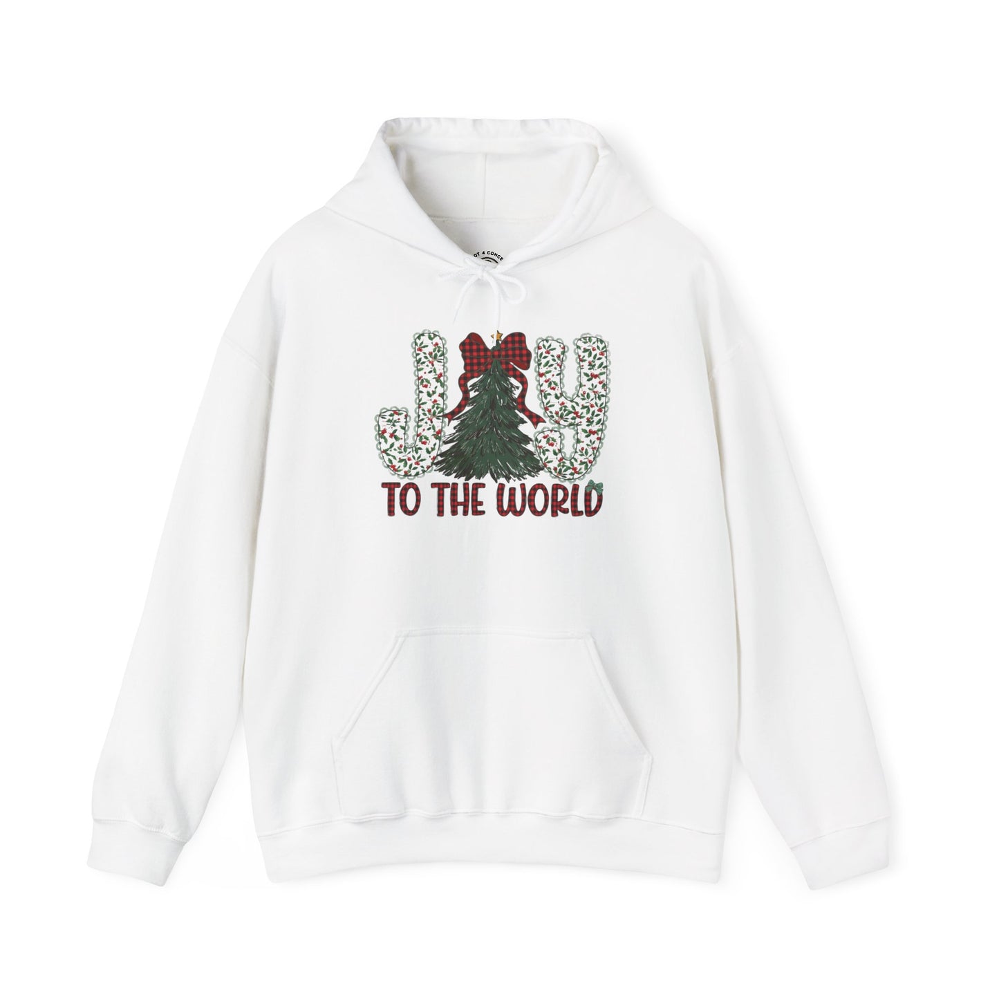 Joy To The World Christmas Hoodie — Festive Tree & Bow Holiday Sweatshirt