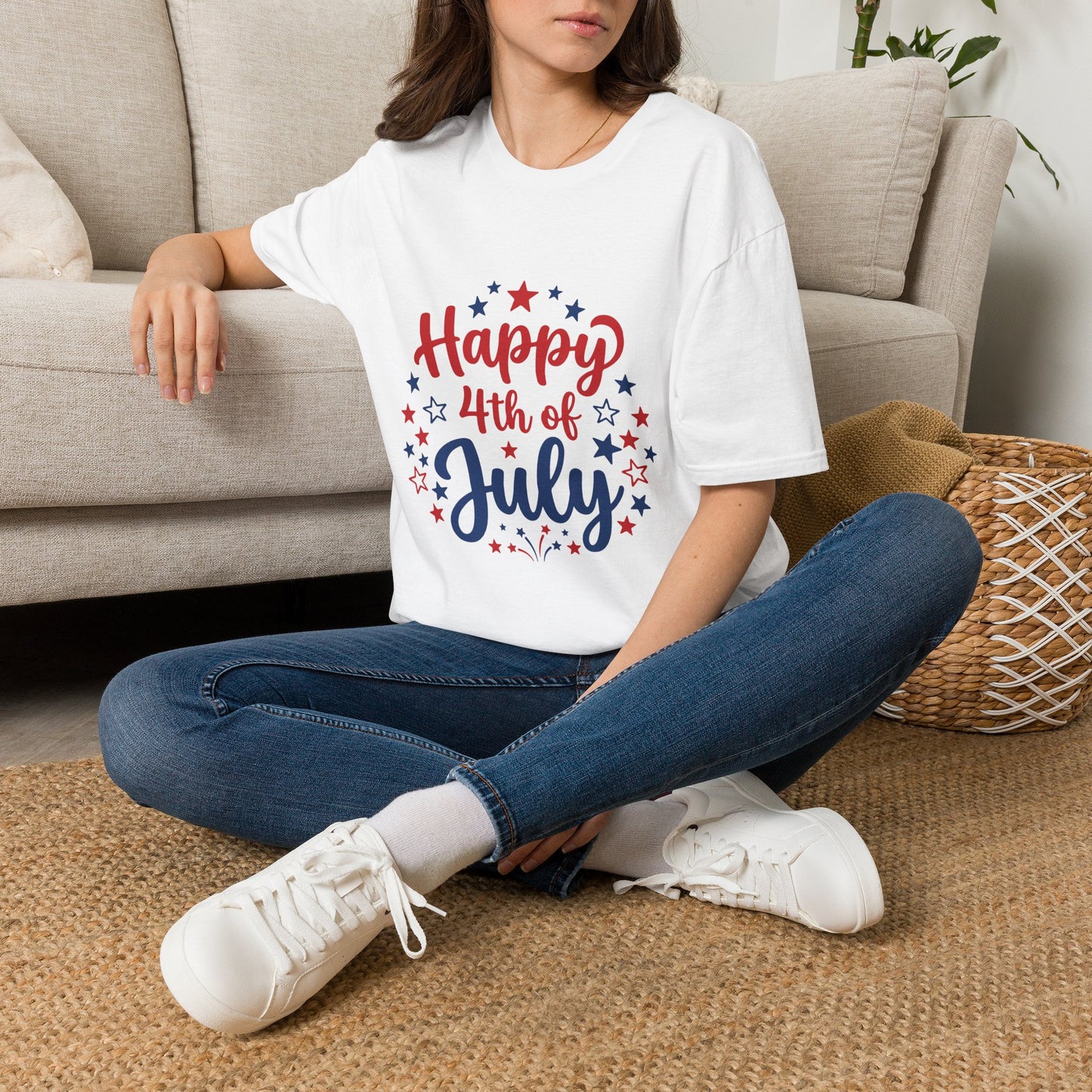 Happy 4th of July T-Shirt — Patriotic Stars & Script Tee