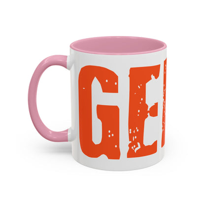 Mug — Bold Distressed Orange Text Coffee Cup (11oz/15oz)
