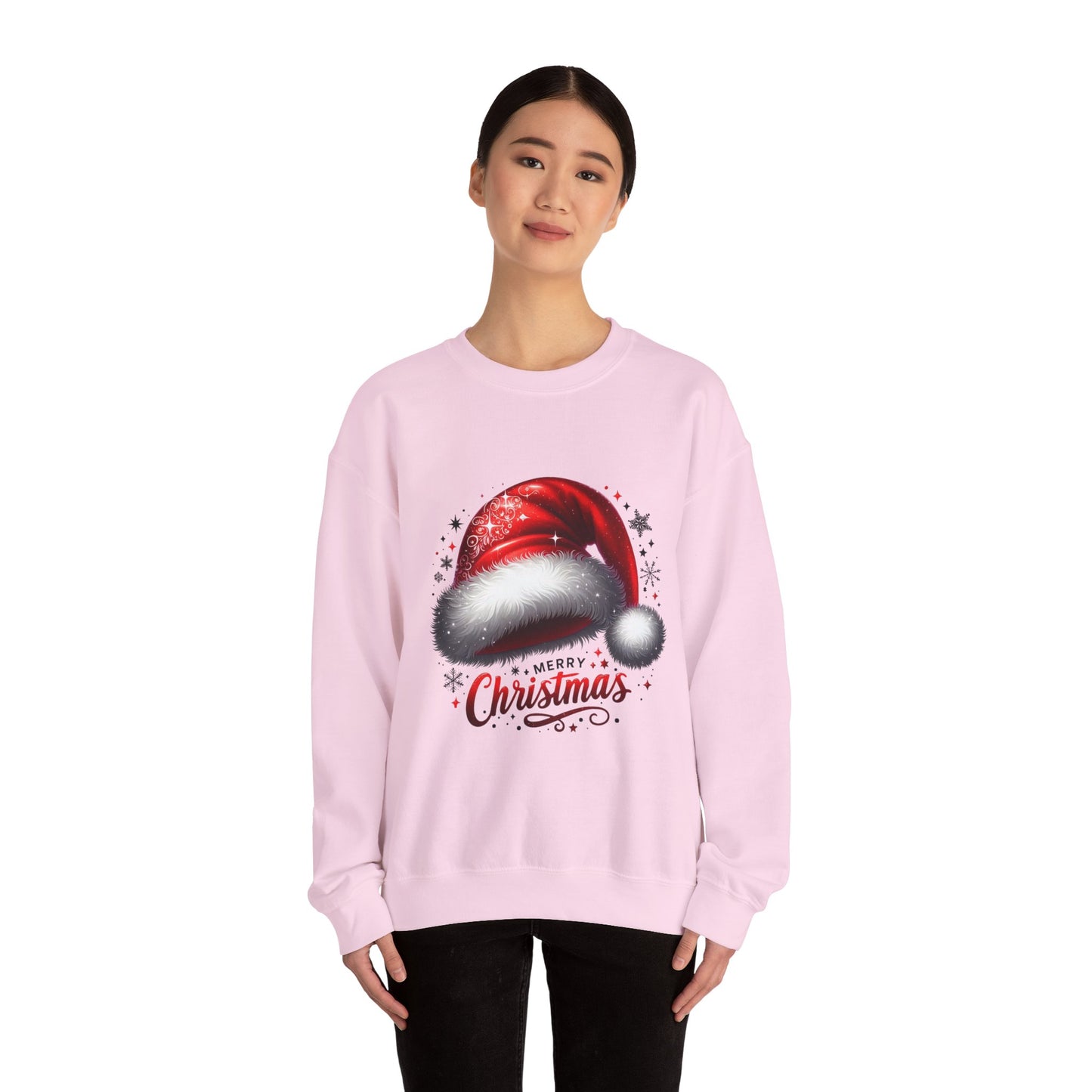 Christmas Sweatshirt - Red Santa Hat "Merry Christmas" Holiday Crewneck