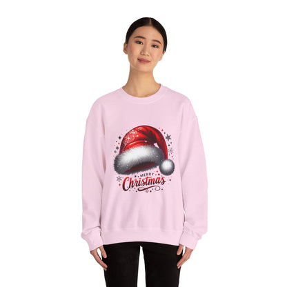 Christmas Sweatshirt - Red Santa Hat "Merry Christmas" Holiday Crewneck