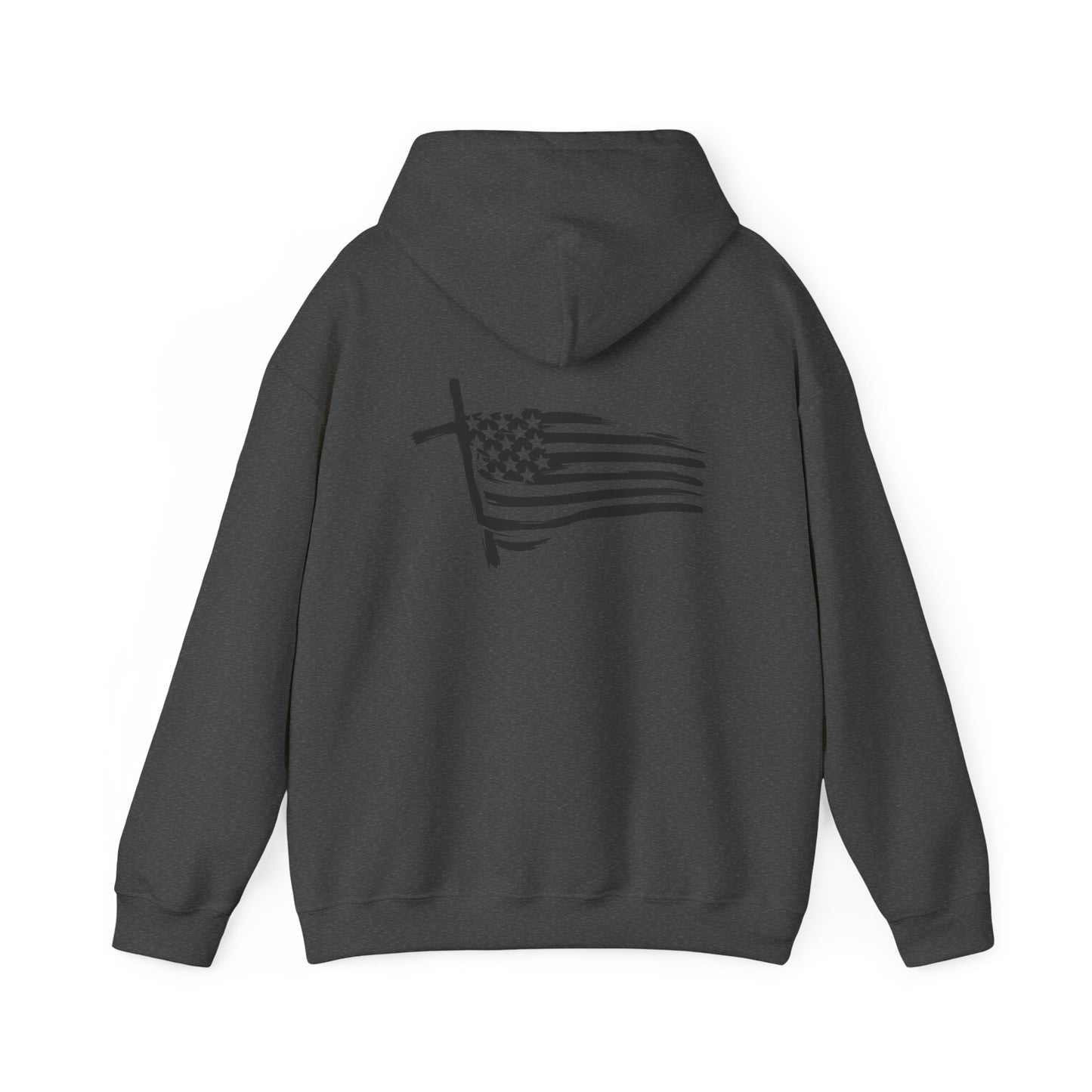 Patriotic Raccoon Hoodie — Black Flag Cross Design
